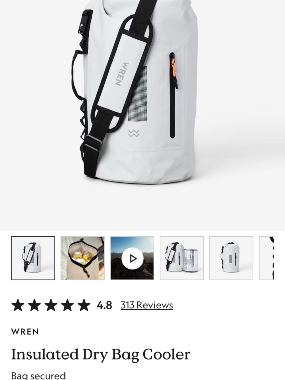Wren White and Black Insulated Dry Bag Cooler